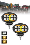 2 Adet 20W 8 LED Oval Off Road Sarı Çakar Modlu Aydınlatma Ledi Çalışma Lambası Demir Döküm Siyah Renk