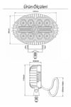 2 Adet 20W 8 LED Oval Off Road Sarı Çakar Modlu Aydınlatma Ledi Çalışma Lambası Demir Döküm Siyah Renk