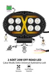 2 Adet 20W 8 LED Oval Off Road Sarı Çakar Modlu Aydınlatma Ledi Çalışma Lambası Demir Döküm Siyah Renk
