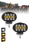 2 Adet 20W 8 LED Oval Off Road Sarı Çakar Modlu Aydınlatma Ledi Çalışma Lambası Demir Döküm Siyah Renk