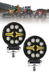 2 Adet 20W 8 Mercek LED Yuvarlak Off Road Beyaz Aydınlatma Sarı Çakar Modlu Çalışma Lambası 12V-24V Demir Döküm Siyah Renk