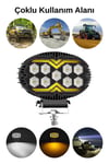 2 Adet 20W 9 LED Oval Off Road Çakar Modlu Aydınlatma Ledi Çalışma Lambası Demir Döküm Siyah Renk