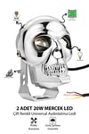 2 Adet 25W Çift Mercekli Kuru Kafalı Motosiklet Sis Lambası Çift Renkli Beyaz ve Sarı 12V-24V Döküm Gövde Gümüş