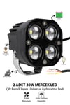 2 Adet 30W Çift Mercekli Motosiklet Sis Lambası Çift Renkli 12V-24V Demir Döküm Kasa Siyah
