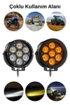 2 Adet 45W 7 Mercekli Sis Filtreli Yayıcı Motosiklet Off Road Aydınlatma Ledi Beyaz LED Sarı Çakar Modlu 12V-24V Kablo Setli Demir Döküm Siyah Renk