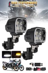2 Adet Angel Mercekli Motosiklet Sis Lambası Sis Filtreli Yayıcı Beyaz LED Sarı Çakar Modlu 12V-24V Çakar Modüllü Kablo Setli Demir Döküm Siyah Renk