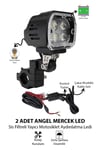 2 Adet Angel Mercekli Motosiklet Sis Lambası Sis Filtreli Yayıcı Beyaz LED Sarı Çakar Modlu 12V-24V Çakar Modüllü Kablo Setli Demir Döküm Siyah Renk