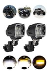 2 Adet Angel Mercekli Motosiklet Sis Lambası Sis Filtreli Yayıcı Beyaz LED Sarı Çakar Modlu 12V-24V Çakar Modüllü Kablo Setli Demir Döküm Siyah Renk