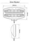 60W Oval TIR Super LED Sarı Angel Çakar Modlu Mercekli Off Road Aydınlatma Ledi 12V-24V Demir Döküm Siyah Renk