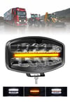 60W Oval TIR Super LED Sarı Angel Çakar Modlu Mercekli Off Road Aydınlatma Ledi 12V-24V Demir Döküm Siyah Renk