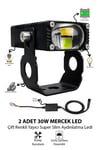 Motosiklet Sis Farı 30W Mercekli Beyaz-Sarı LED 2 ADET Metal Gövde Super Slim Dikdörtgen Fanlı Soğutmalı Alüminyum Montaj Braketli