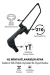 Universal Katlanabilir H2 Mini Motosiklet Aynası | Döküm Kasa Siyah
