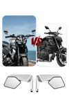 Universal Katlanabilir H2 V2 Motosiklet Aynası | Döküm Kasa Gümüş