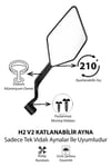 Universal Katlanabilir H2 V2 Motosiklet Aynası | Döküm Kasa Siyah