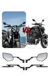Universal Katlanabilir H2 V3 Motosiklet Aynası | Döküm Kasa Siyah