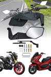 Universal Katlanabilir H2 V3 Motosiklet Aynası | Döküm Kasa Siyah