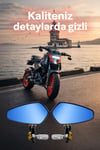 Universal Motosiklet Gidon Aynası | Alüminyum Siyah Kasa Cnc Goldİskelet 