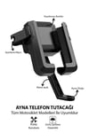 Universal Motosiklet Uyumlu Ayna Telefon Tutacağı Metal + ABS Plastik Siyah Renk