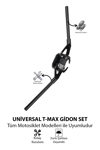 Universal T-Max Motosiklet Gidon Seti 22 mm Boru Çaplı 735 mm CNC Alüminyum Ayarlı Montaj Vidalı Siyah