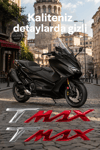 Yamaha Tmax Uyumlu Logo Sticker 2021-2026 Gümüş-Kırmızı
