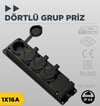 Bylion Siyah Kauçuk Monofaze Dörtlü Grup Priz 1x16a Ip44 F Type 950-004-0004