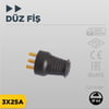 Bylion Siyah Kauçuk Trifaze Düz Fiş 3x25a Ip44 950-006-0001