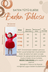 Alin Uzun Kollu Saten Tütü Elbise - Kırmızı