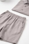 Atlas Erkek Çocuk Tiril Kumaş Gömlek Şort 2'li Takım - Gri