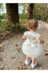 Kız Bebek Çocuk Kısa Kollu Tüllü Tütü Özel Gün Parti Doğum Günü Prenses Saten Abiye Elbise