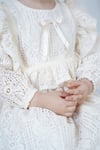Kız Bebek Çocuk Uzun Kollu Dantelli Fiyonklu Fırfırlı Parti Düğün Doğum Günü Bayramlık Elbise