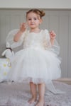 Kız Bebek Elbise Uzun Kollu Fiyonklu Güllü Tütü Doğum Günü Parti Düğün Özel Gün Abiye Çocuk Elbise