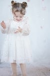 Kız Bebek Elbise Uzun Kollu Tüllü Tütü Yıldızlı Doğum Günü Özel Gün Parti Düğün Kız Çocuk Elbise