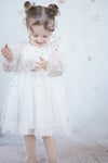 Kız Bebek Elbise Uzun Kollu Tüllü Tütü Yıldızlı Doğum Günü Özel Gün Parti Düğün Kız Çocuk Elbise