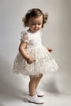 Kız Çocuk Bebek Kısa Kollu Papatyalı Çiçekli Tüllü Doğum Günü Düğün Parti Özel Gün Bayramlık Elbise