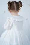 Kız Çocuk Elbise Bebe Yaka Uzun Kollu Düğmeli Özel Gün Doğum Günü Parti Pamuklu Kız Bebek Elbise