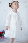 Kız Çocuk Elbise Bebe Yaka Uzun Kollu Düğmeli Özel Gün Doğum Günü Parti Pamuklu Kız Bebek Elbise
