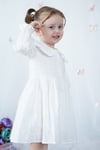 Kız Çocuk Elbise Bebe Yaka Uzun Kollu Düğmeli Özel Gün Doğum Günü Parti Pamuklu Kız Bebek Elbise