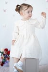 Kız Çocuk Elbise Bebe Yaka Uzun Kollu Düğmeli Özel Gün Doğum Günü Parti Pamuklu Kız Bebek Elbise
