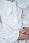 Kız Çocuk Elbise Bebe Yaka Uzun Kollu Düğmeli Özel Gün Doğum Günü Parti Pamuklu Kız Bebek Elbise