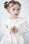 Kız Çocuk Elbise Bebe Yaka Uzun Kollu Düğmeli Özel Gün Doğum Günü Parti Pamuklu Kız Bebek Elbise