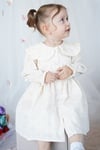 Kız Çocuk Elbise Bebe Yaka Uzun Kollu Düğmeli Özel Gün Doğum Günü Parti Pamuklu Kız Bebek Elbise