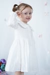 Kız Çocuk Elbise Bebe Yaka Uzun Kollu Düğmeli Özel Gün Doğum Günü Parti Pamuklu Kız Bebek Elbise