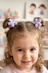 Kız Çocuk İkili Lastik Toka Peluş Çiçek Detaylı Bebek Saç Tokası Renkli Set