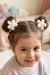 Kız Çocuk İkili Lastik Toka Peluş Çiçek Detaylı Bebek Saç Tokası Renkli Set