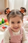 Kız Çocuk İkili Lastik Toka Peluş Çiçek Detaylı Bebek Saç Tokası Renkli Set