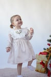 Kız Çocuk Uzun Kollu Çiçek Nakışlı Astarlı Kabarık Özel Gün Doğum Günü Parti Yılbaşı Noel Elbise