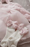 Minny 3D Çiçekli Elbise Çorap Bandana 3'lü Premium Kutulu Mevlüt Seti - Pembe
