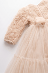 Pearly Long Rose Uzun Kollu Prenses Elbise - Ekru
