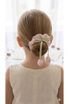 Saten Fiyonklu Saç Tokası Lastik Toka Scrunchie Model Krem Pembe Kırmızı