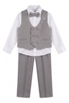 Special Suit Erkek Çocuk Yelekli 4 Parça Zincir Detay Takım Elbise 1-12 Yaş - Gri